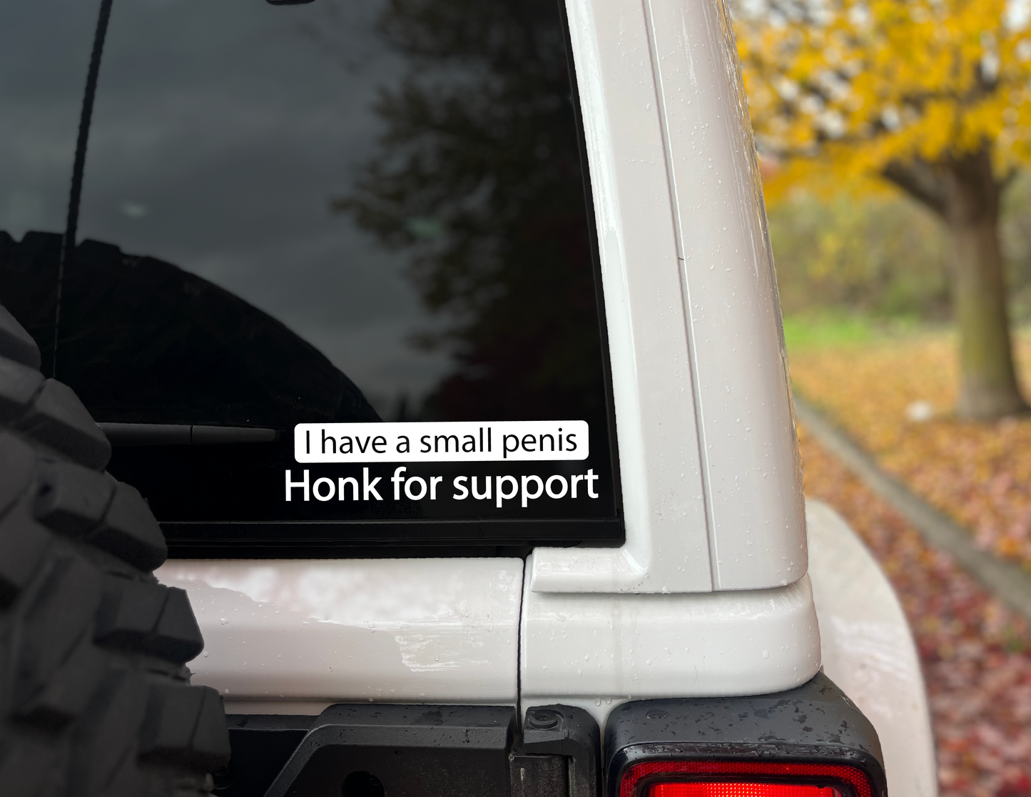 "I Have a Small Penis, Honk for Your Support" Vinyl Decal