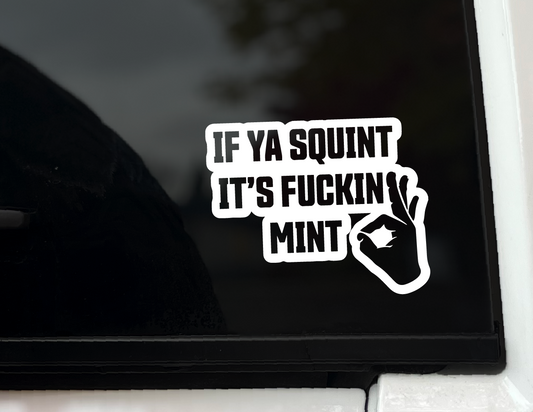 "If Ya Squint It's Fuckin Mint" Vinyl Decal