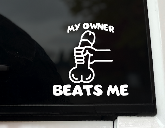"My Owner Beats Me" Vinyl Decal