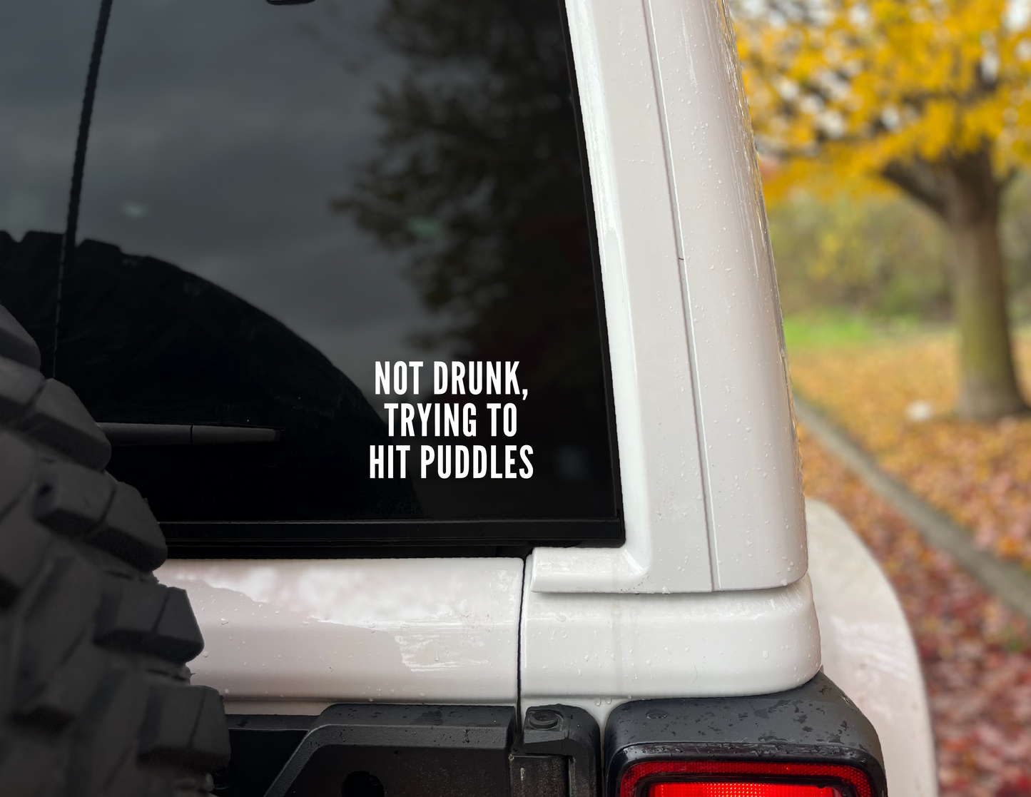 "Not Drunk, Trying to Hit Puddles " Vinyl Decal